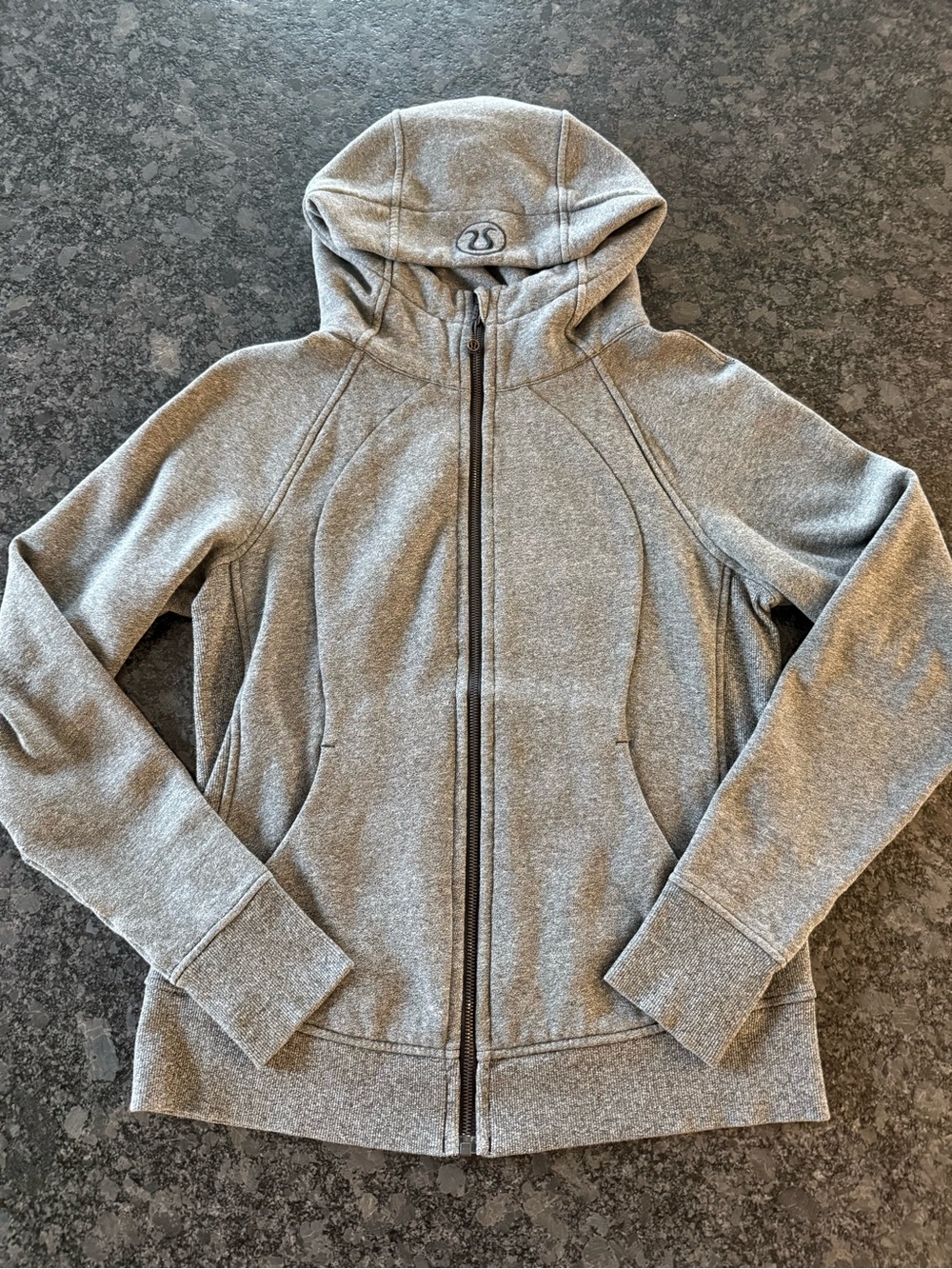 lululemon athletica Heather Gray Zip-Up Hooded Scuba Jacket
